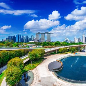 Cityscape view of Singapore from Marina barrage park Singapore
