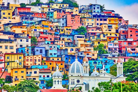 colorful houses of Las Penas on santa Anna hill district landmark of Guayaquil Ecuador in south america