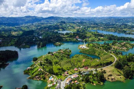 Panoramic view from Rock of Guatape in Medellin, Colombia